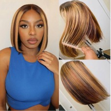 Uglam 13x4 Bob Wig Piano Color Highlight #4/27 Straight Hair