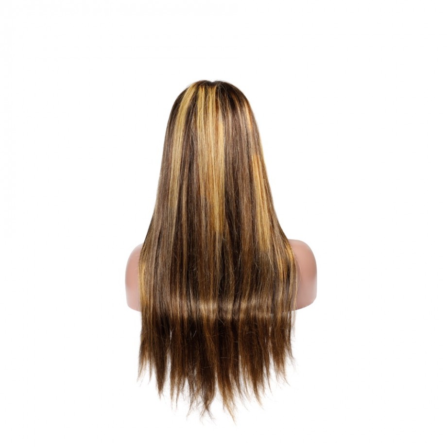 Uglam 4X4 Closure Wig Piano Color Highlight #4/27 Straight