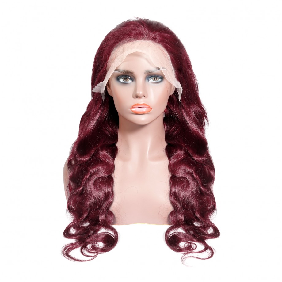 Uglam 13x4 Lace Front Wigs 99j Color Body Wave Hair