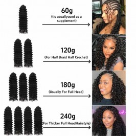 Uglma Kinky Curly Feather Crochet Human Hair Extensions Natural Black 100g Lightweight Individual Crochet Hair for Full Volume