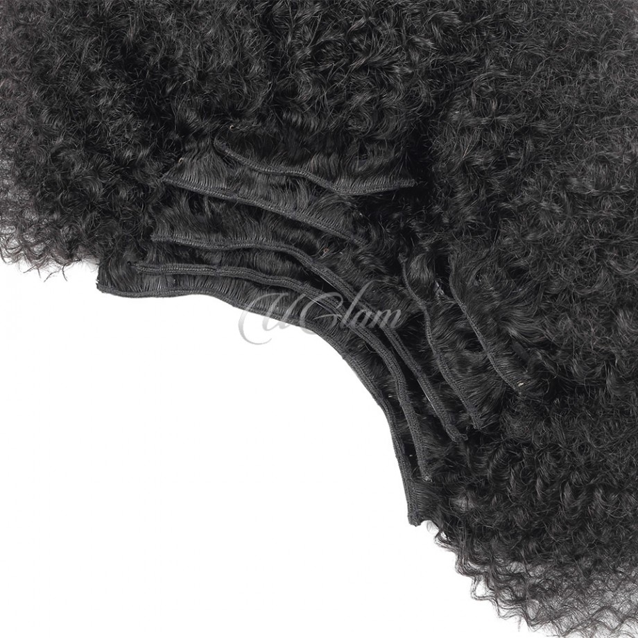 Uglam Clips Human Hair Extension Afro Kinky Curly (7 pcs/set)