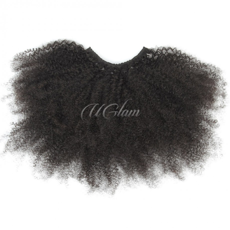 Uglam Clips Human Hair Extension Afro Kinky Curly (7 pcs/set)