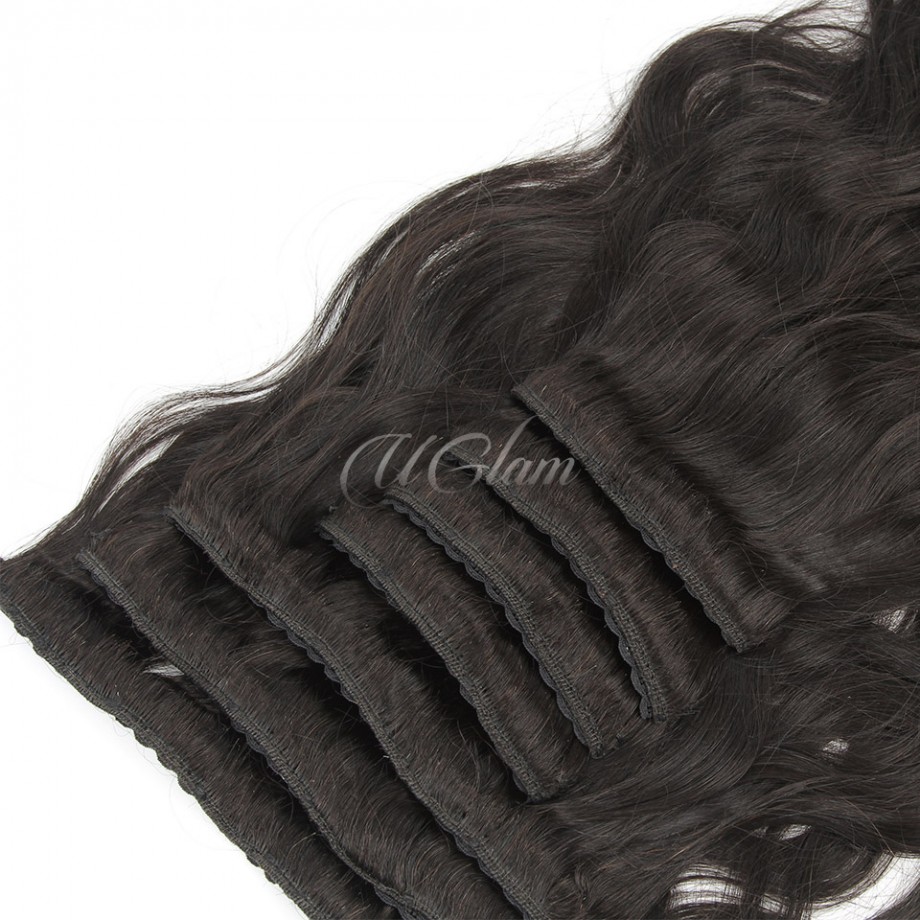 Uglam Clips Human Hair Extension Body Wave (7 pcs/set)