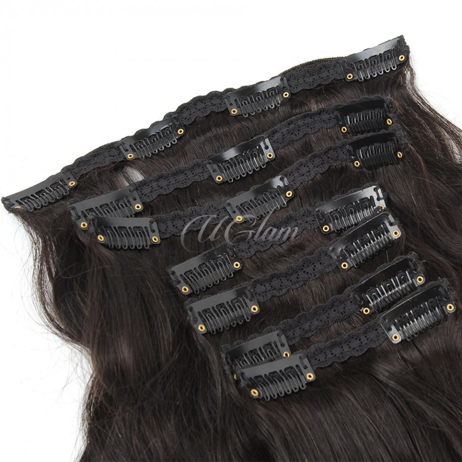 Uglam Clips Human Hair Extension Body Wave (7 pcs/set)