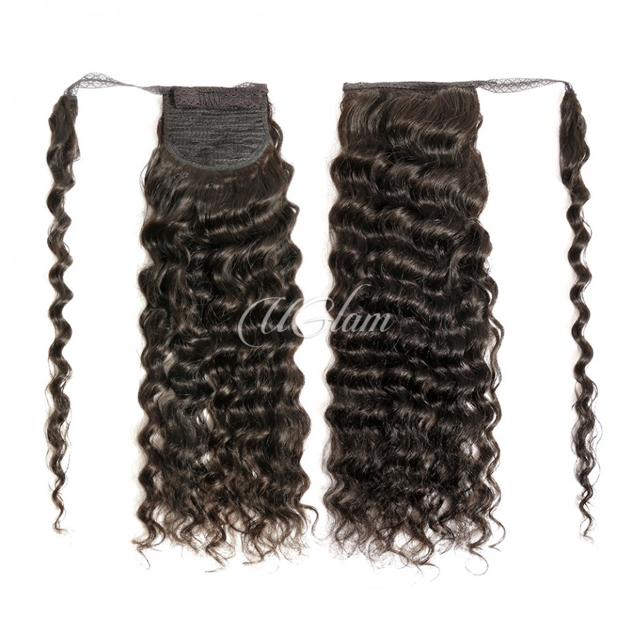 Uglam Human Virgin Hair Ponytail Extension Loose Deep Wave 