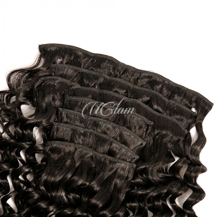 Uglam Clips Human Hair Extension Deep Wave (7 pcs/set)