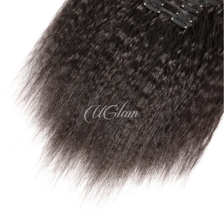 Uglam Clips Human Hair Extension Kinky Straight (7 pcs/set)