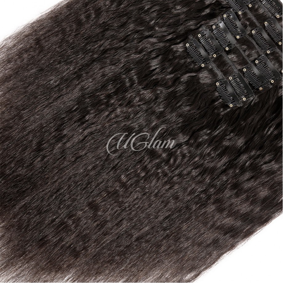 Uglam Clips Human Hair Extension Kinky Straight (7 pcs/set)