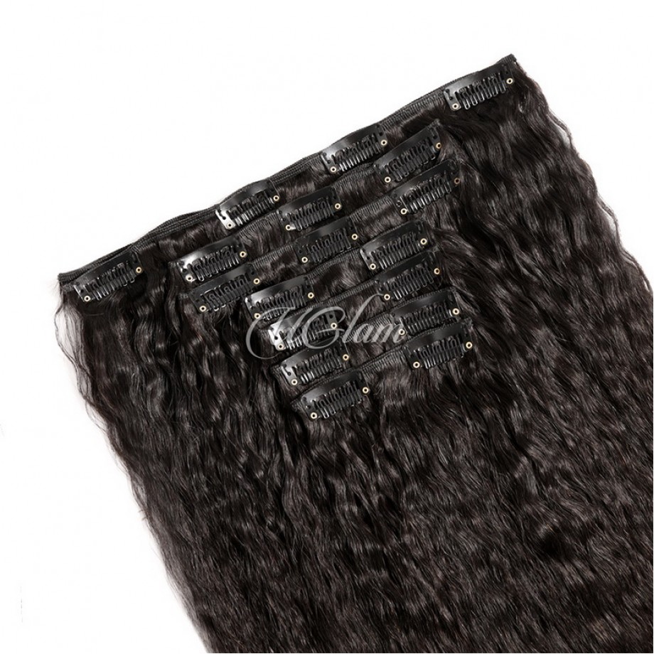 Uglam Clips Human Hair Extension Kinky Straight (7 pcs/set)