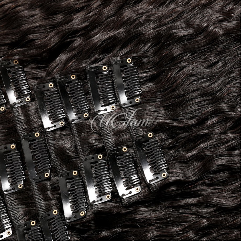 Uglam Clips Human Hair Extension Kinky Straight (7 pcs/set)