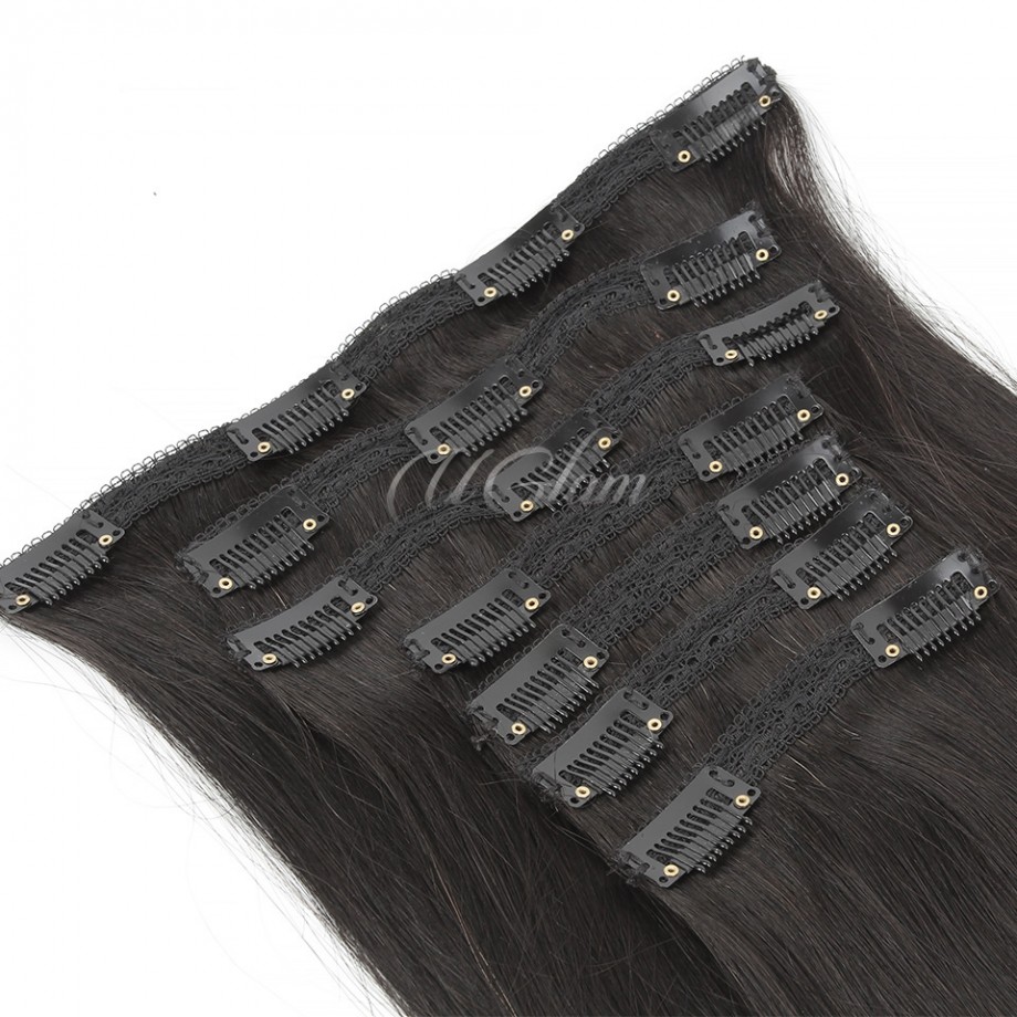 Uglam Clips Human Hair Extension Straight (7 pcs/set)