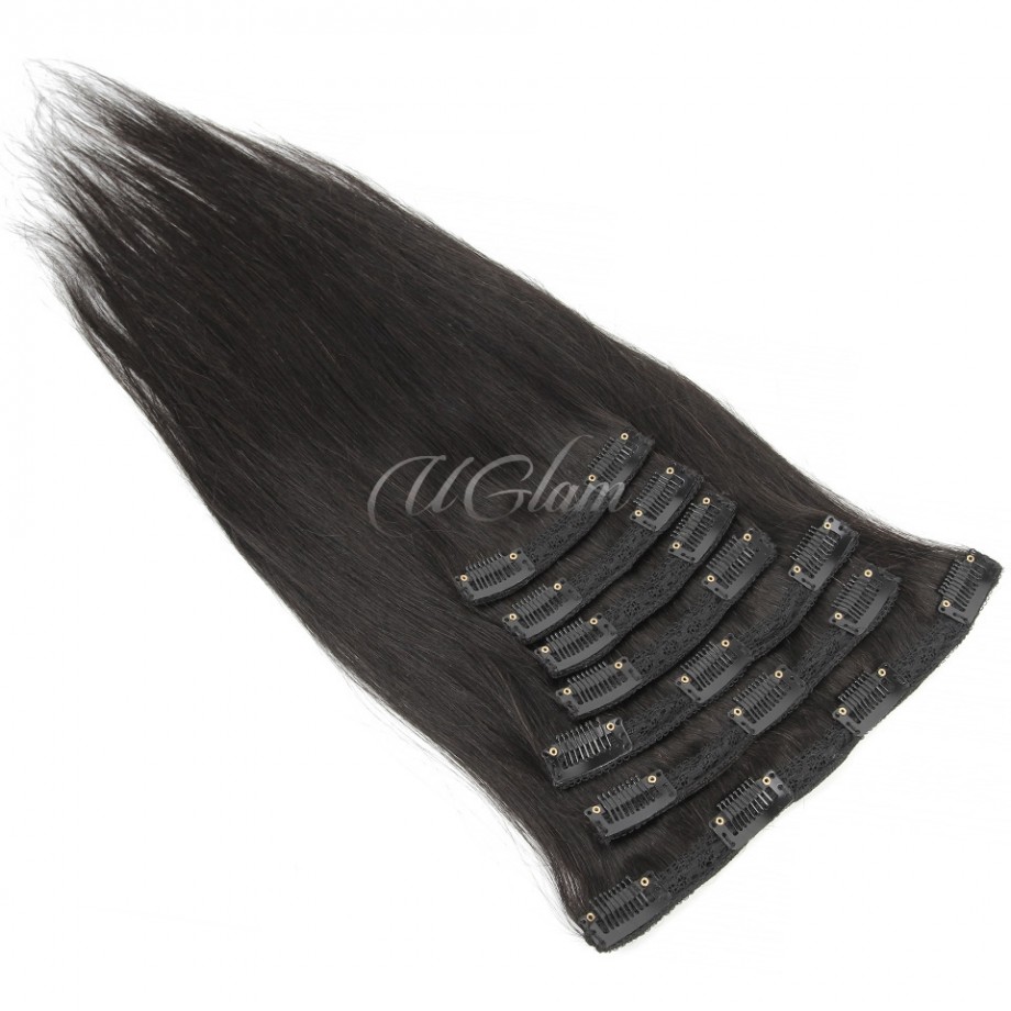 Uglam Clips Human Hair Extension Straight (7 pcs/set)