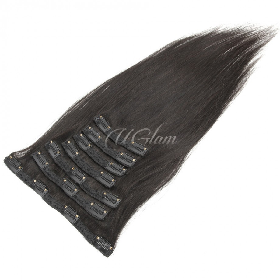 Uglam Clips Human Hair Extension Straight (7 pcs/set)