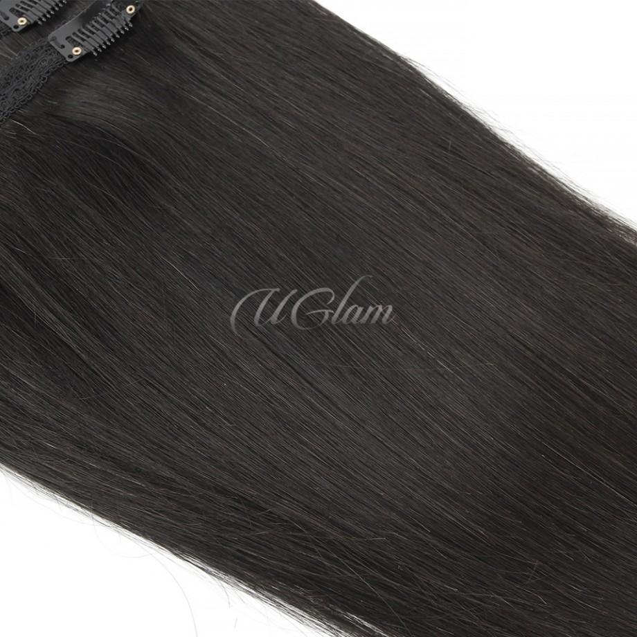 Uglam Clips Human Hair Extension Straight (7 pcs/set)