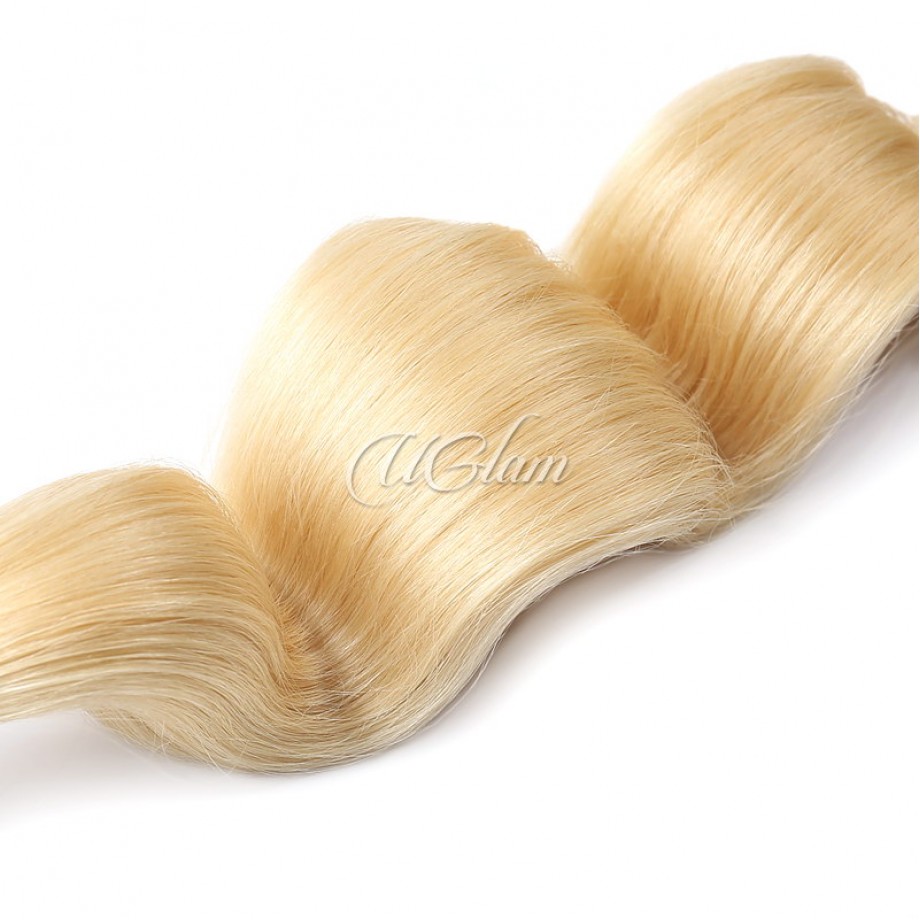 Uglam Bundles With 6x6 Lace Closure Honey Blonde #613 Color Body Wave