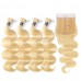 Uglam Bundles With 5x5 Lace Closure Honey Blonde #613 Color Body Wave