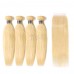 Virgin Human Hair Bundles With 5x5 Lace Closure Honey Blonde #613 Color Straight