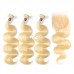 Uglam Bundles With 4x4 Lace Closure Blonde #613 Color Body Wave