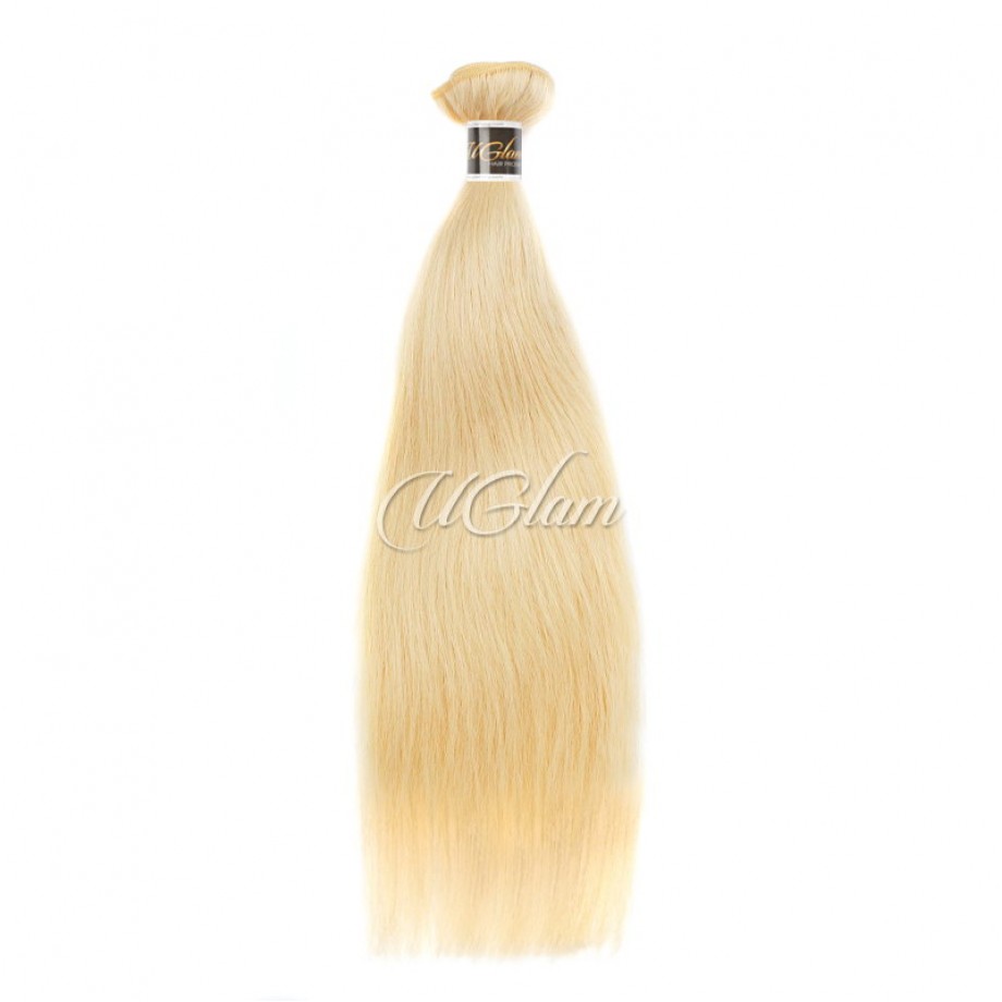 Virgin Human Hair Bundles With 6x6 Lace Closure Honey Blonde #613 Color Straight
