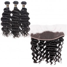 Uglam 13x4 Lace Front Closure With Bundles Malaysian Nature Wave Sexy Formula