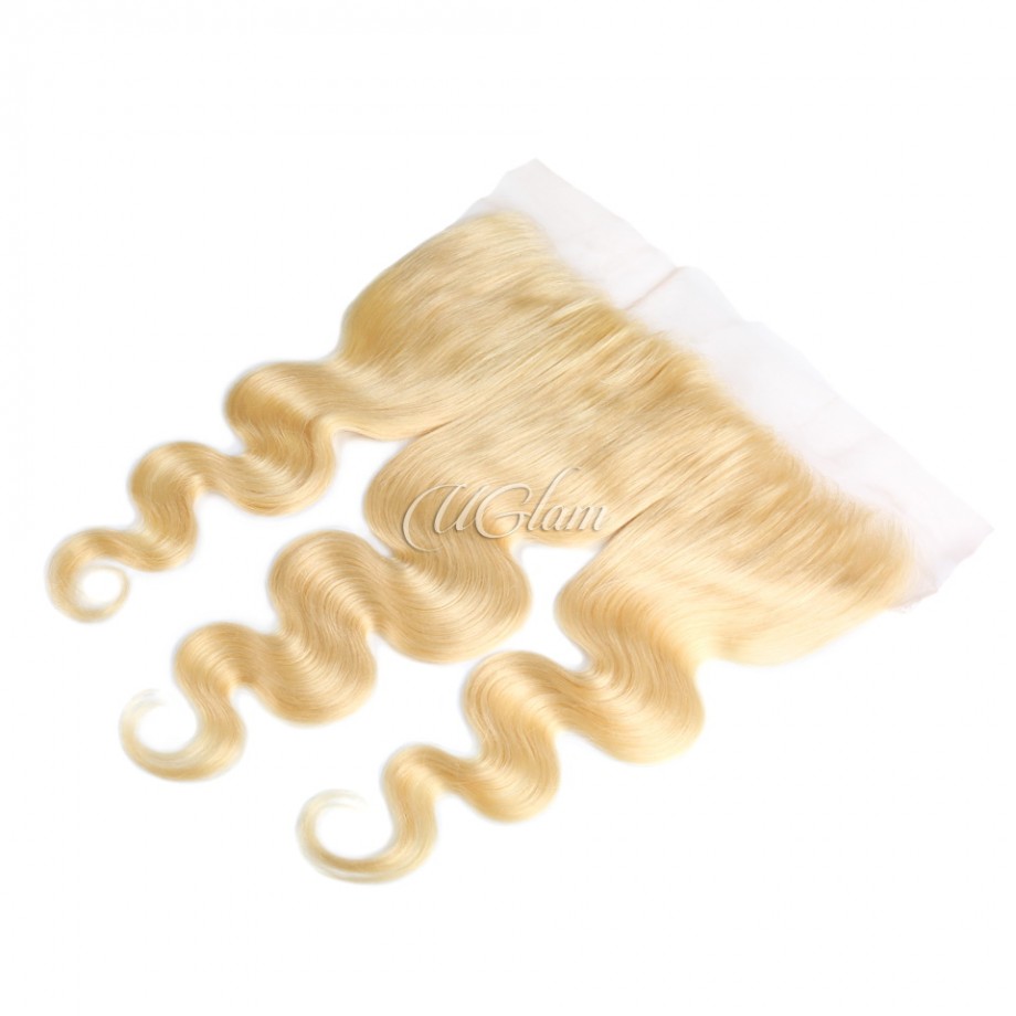 Uglam 13x6 Swiss Lace Frontal 613 Blonde Color Body Wave