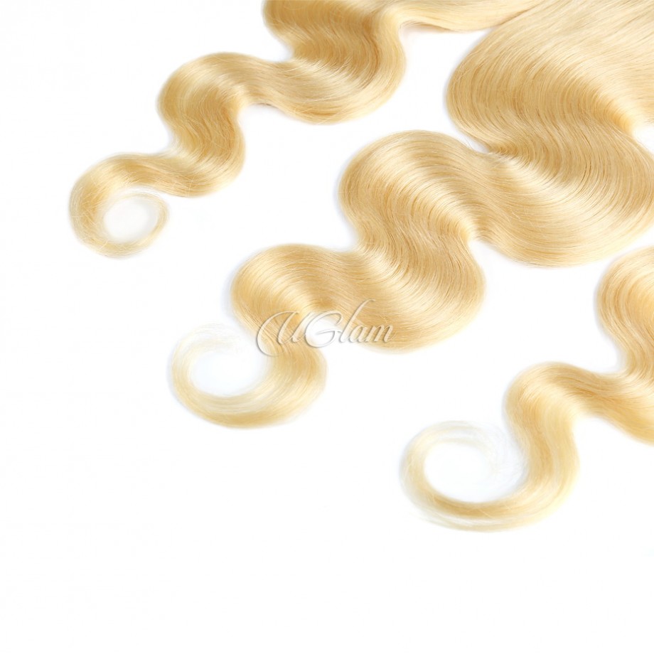 Uglam 13x6 Swiss Lace Frontal 613 Blonde Color Body Wave
