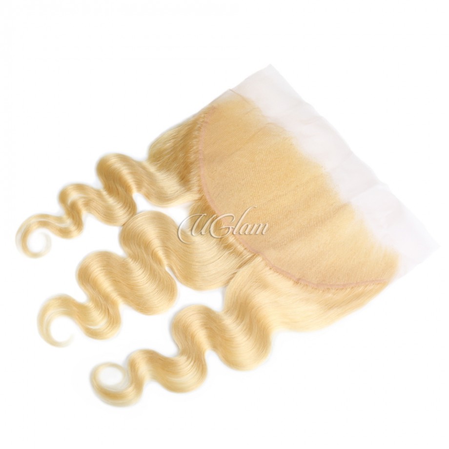 Uglam 13x6 Swiss Lace Frontal 613 Blonde Color Body Wave