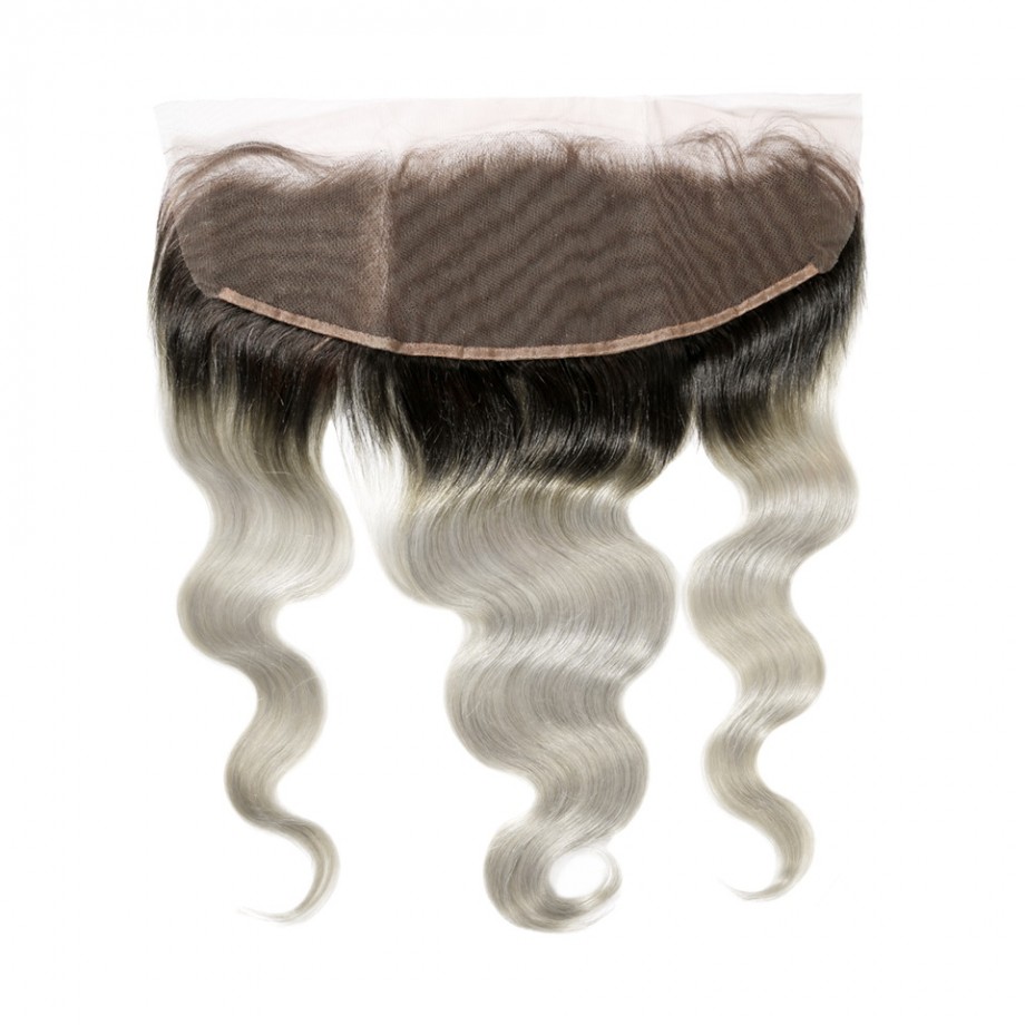 Uglam 13x4 Swiss Lace Frontal Closure 1B/Grey Color Body Wave