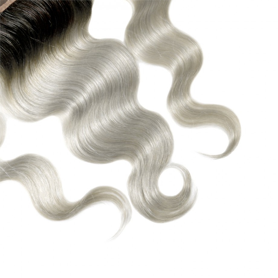 Uglam 13x4 Swiss Lace Frontal Closure 1B/Grey Color Body Wave