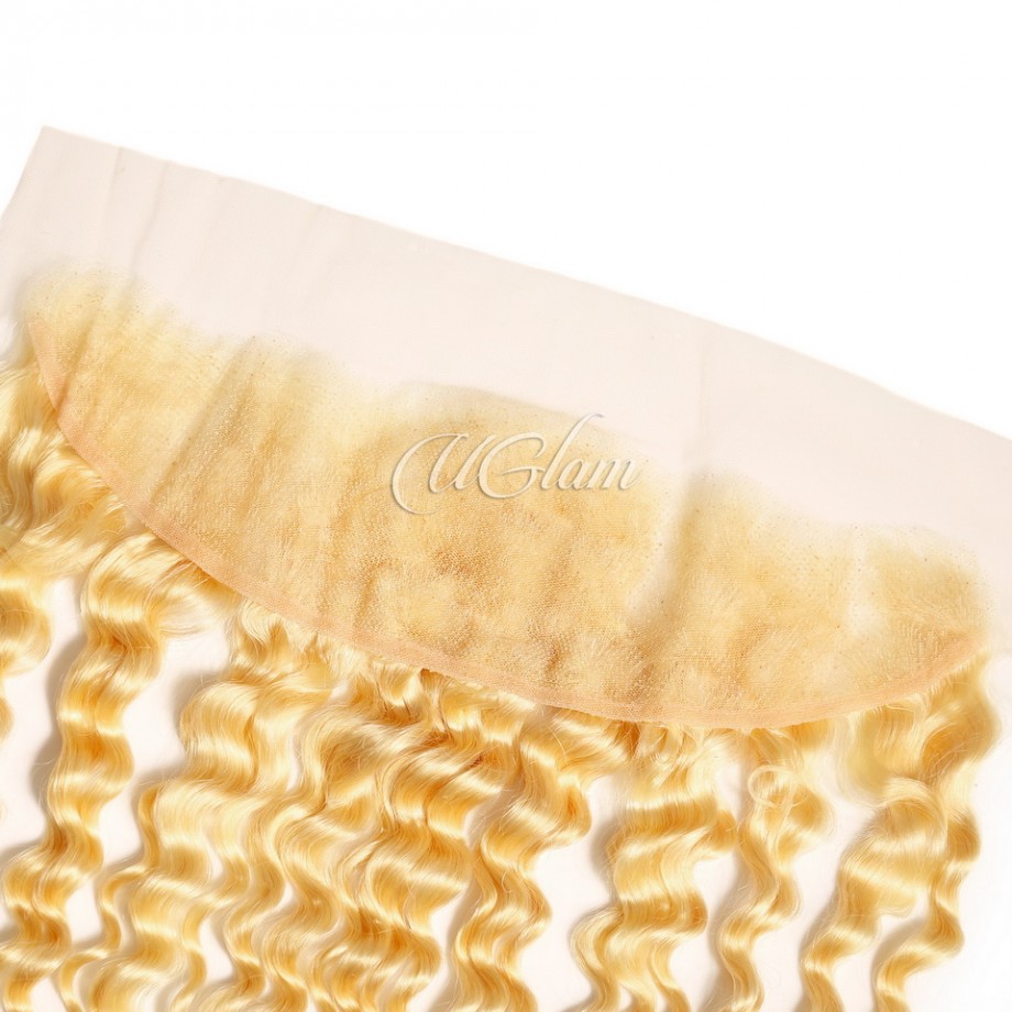 Uglam 13X4 Lace Frontal Blonde #613 Color Deep Wave