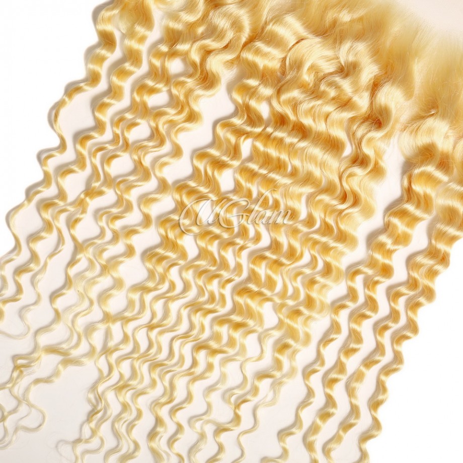 Uglam 13X4 Lace Frontal Blonde #613 Color Deep Wave