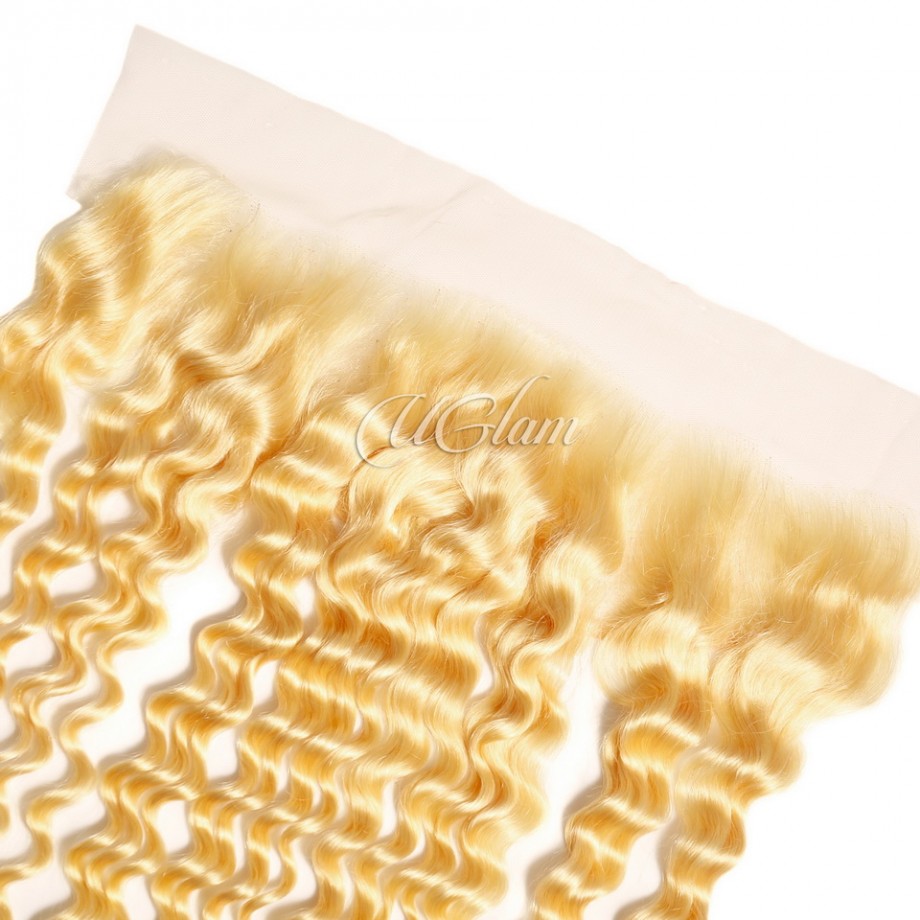 Uglam 13X4 Lace Frontal Blonde #613 Color Deep Wave