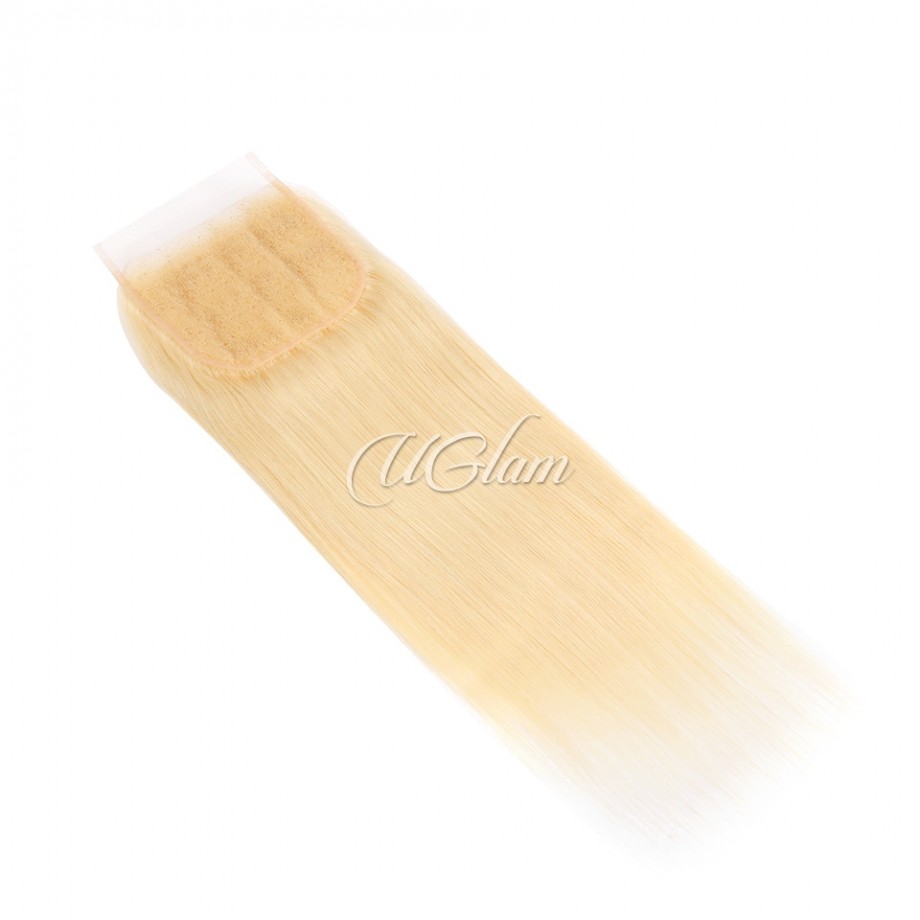 5x5 HD #613 Blonde Color Lace Closure Blonde Straight Human Hair