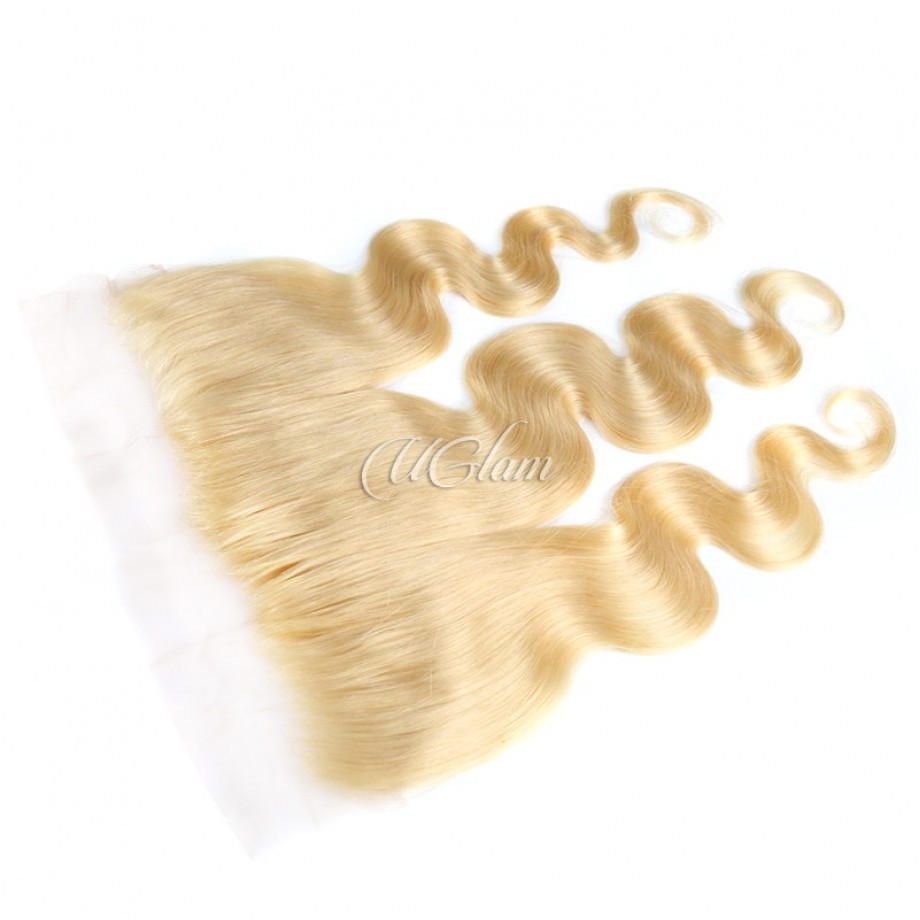 Uglam 13x4 Swiss Lace Frontal Closure Blonde #613 Color Body Wave