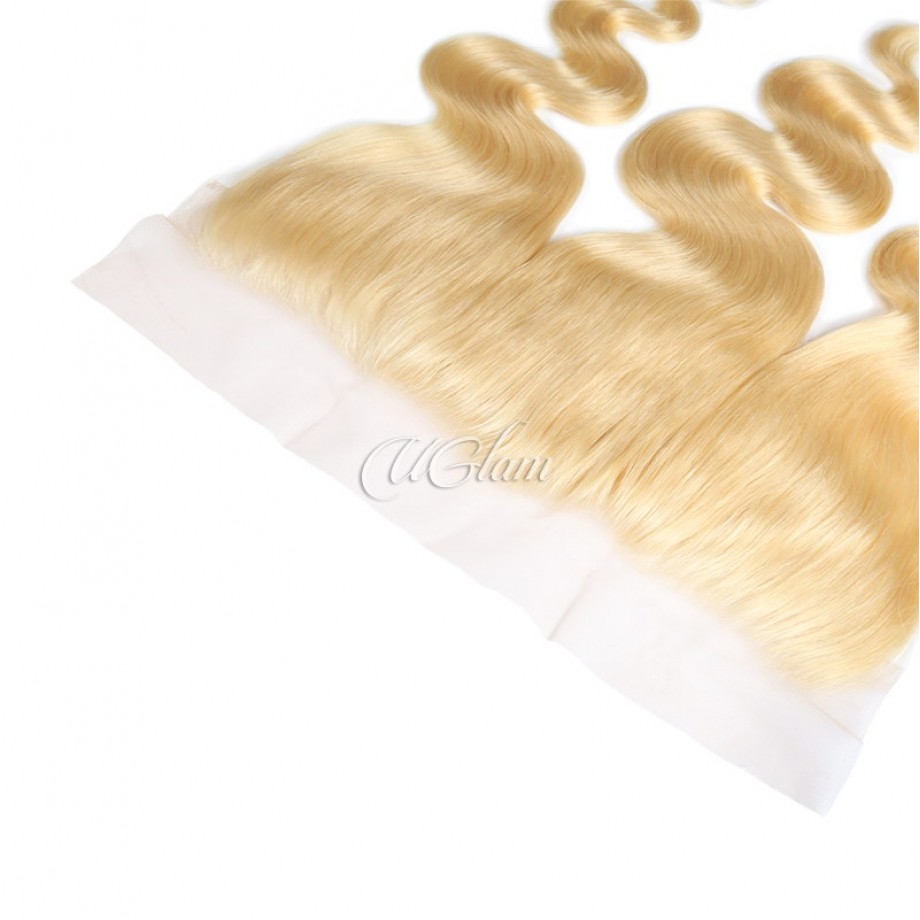 Uglam 13x4 Swiss Lace Frontal Closure Blonde #613 Color Body Wave
