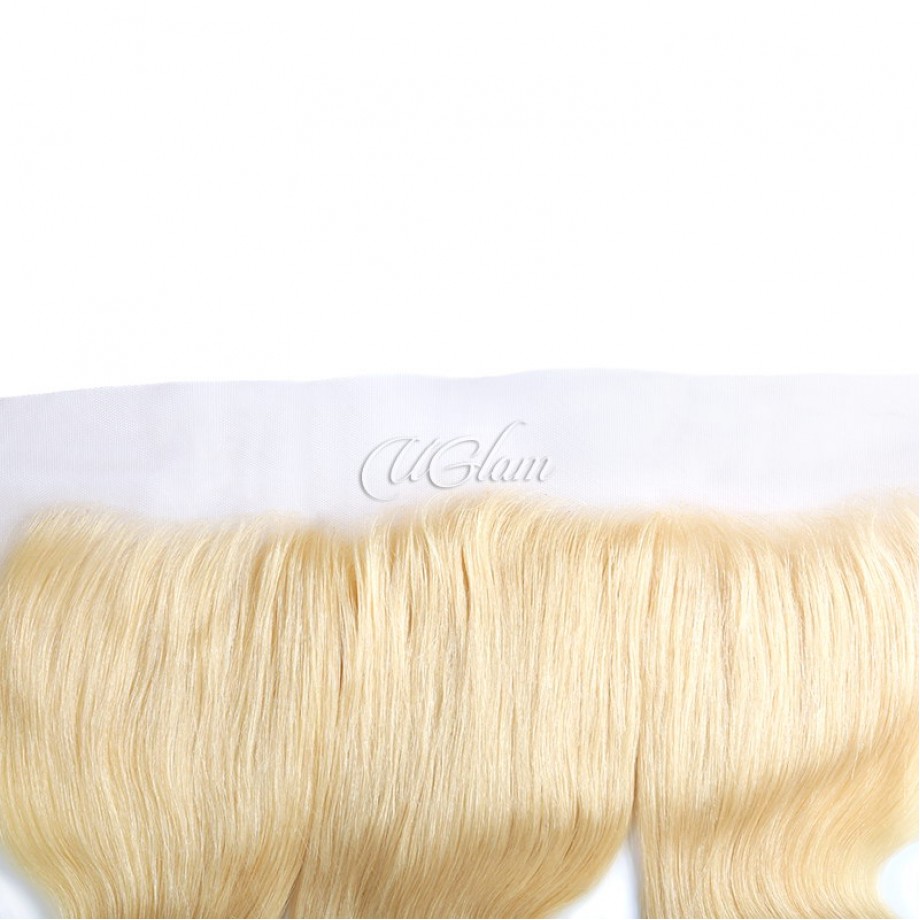 Uglam 13x4 Swiss Lace Frontal Closure Blonde #613 Color Body Wave