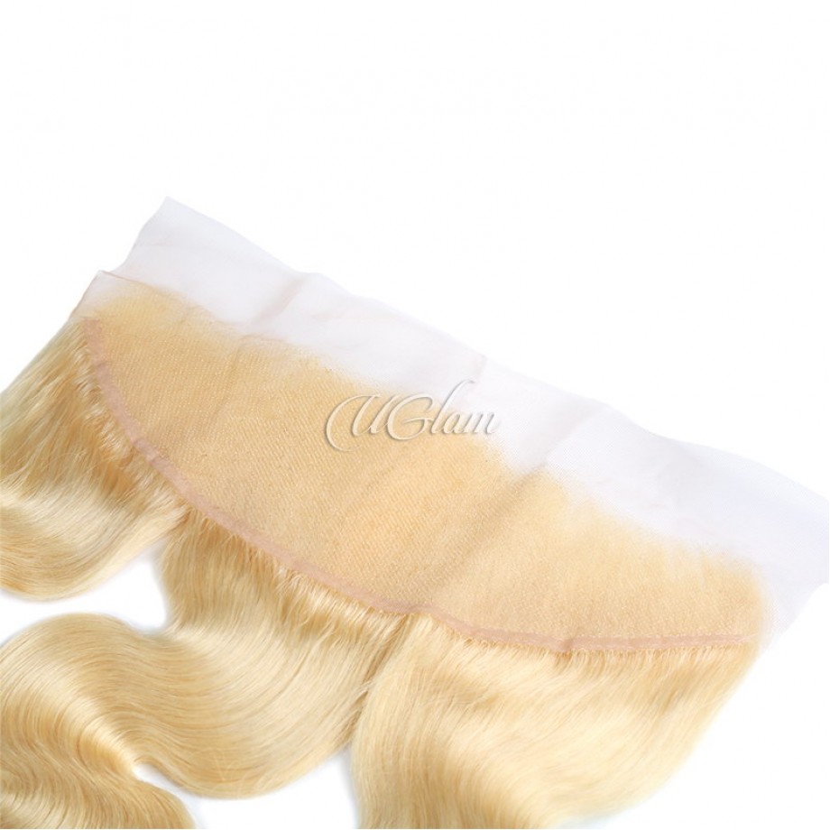 Uglam 13x4 Swiss Lace Frontal Closure Blonde #613 Color Body Wave