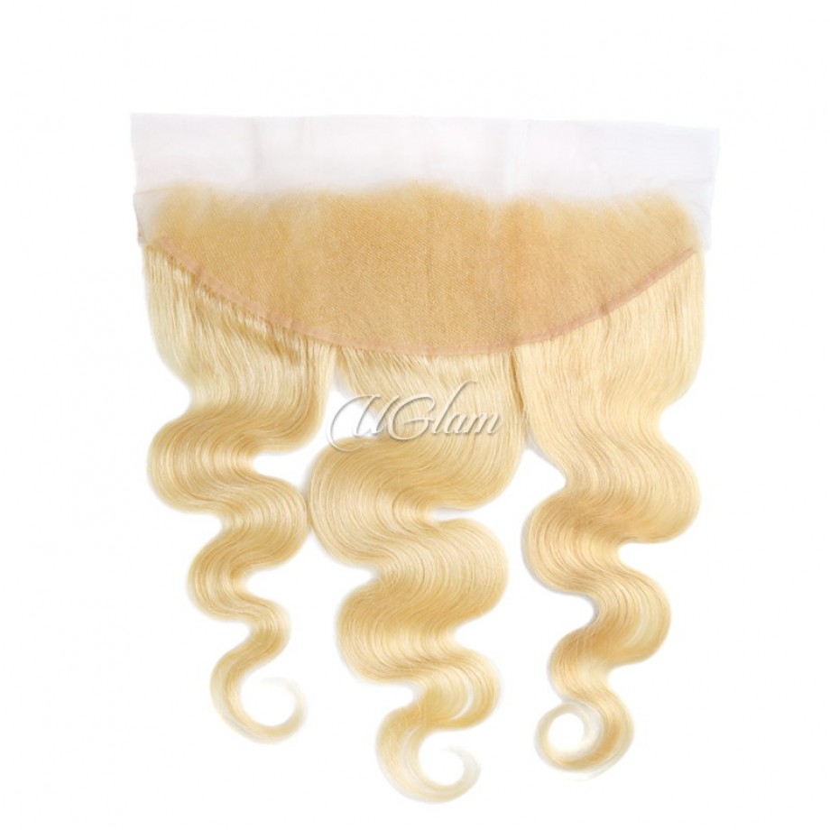Uglam 13x4 Swiss Lace Frontal Closure Blonde #613 Color Body Wave