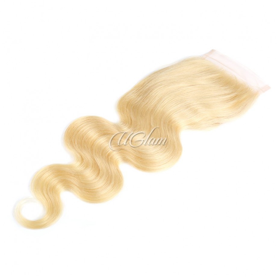 Uglam 4X4/5X5/6X6 Swiss Lace Closure Blonde #613 Color Body Wave