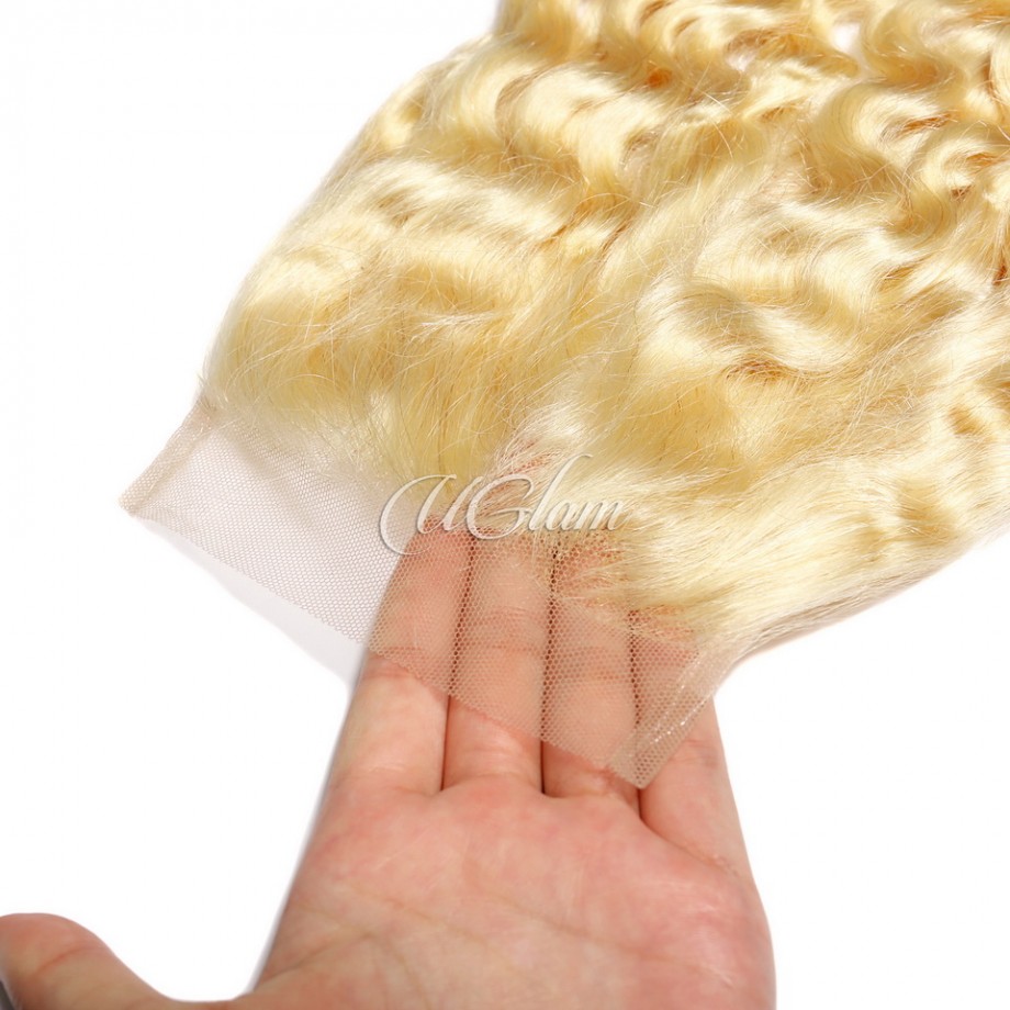 4X4/5X5/6X6  Lace Closure Blonde #613 Color Deep Wave Virgin Human Hair