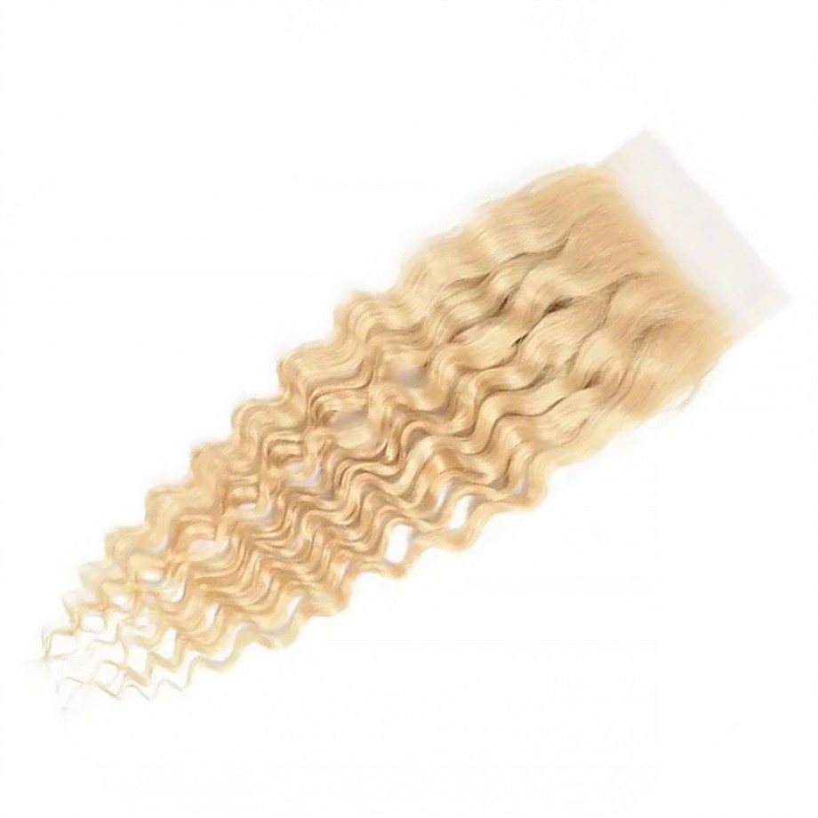 4X4/5X5/6X6  Lace Closure Blonde #613 Color Deep Wave Virgin Human Hair