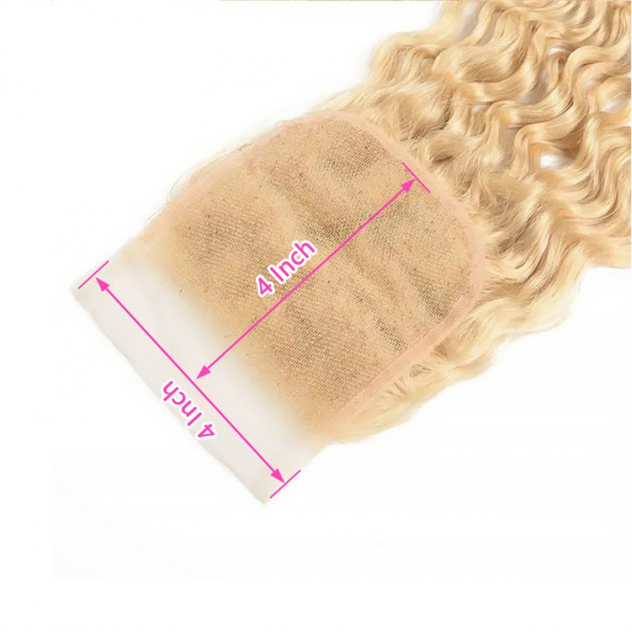 4X4/5X5/6X6  Lace Closure Blonde #613 Color Deep Wave Virgin Human Hair