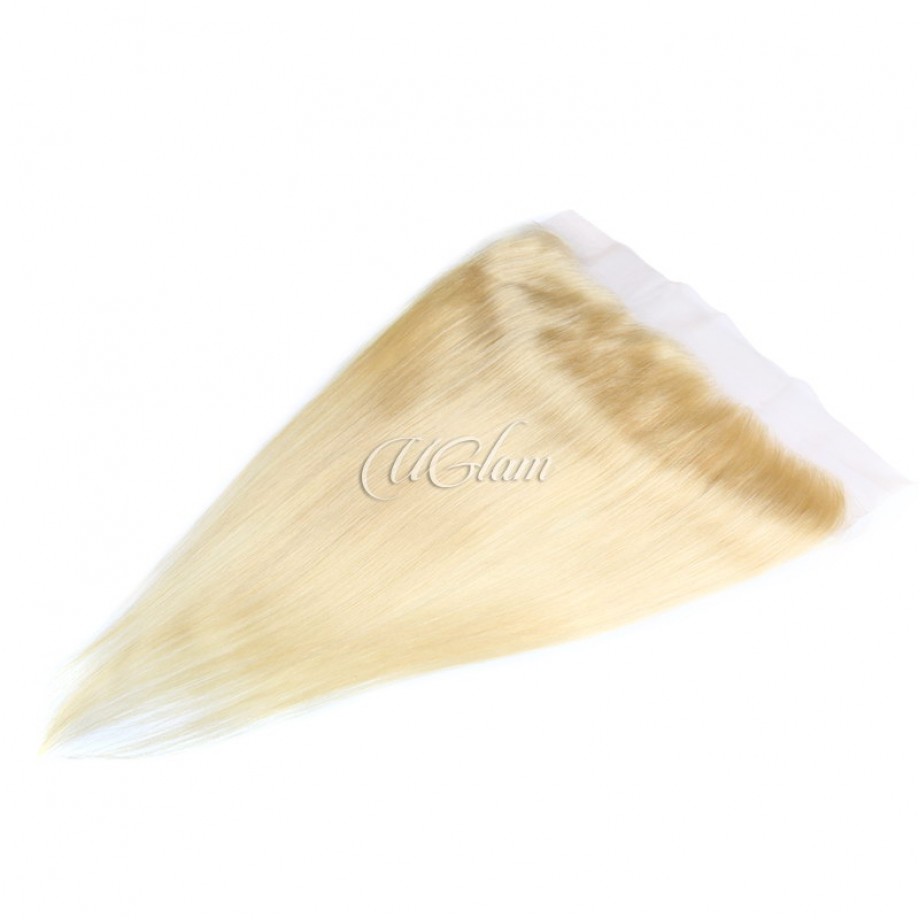 Human Hair Bundles With 13x4 Lace Frontal Closure Honey Blonde #613 Color Straight