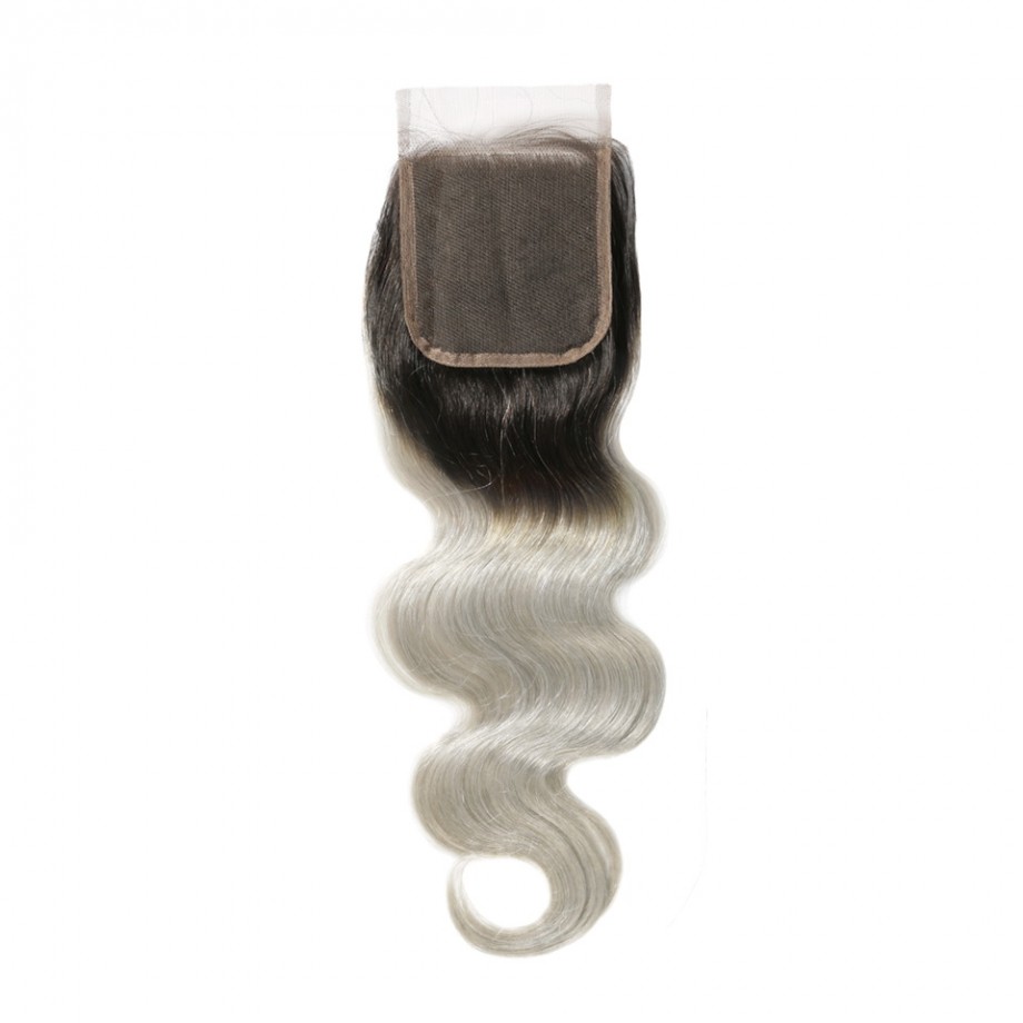 Uglam 4x4 Swiss Lace Closure 1B/Grey Color Body Wave