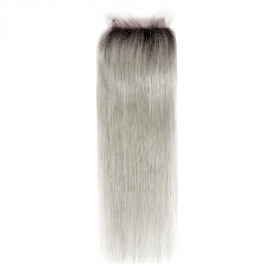 Uglam 4x4 Swiss Lace Closure 1B/Grey Color Straight