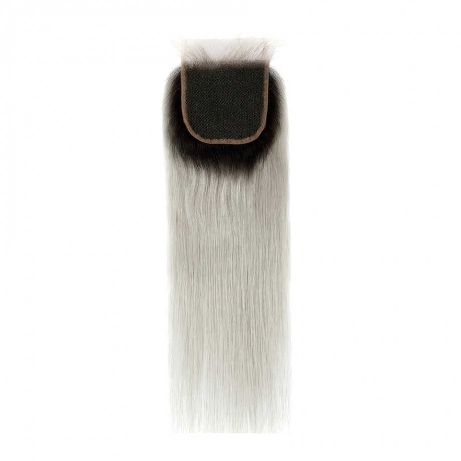 Uglam 4x4 Swiss Lace Closure 1B/Grey Color Straight