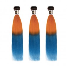 Uglam Ombre Bright Orange and Azure Blue Color Straight Bundles Deal