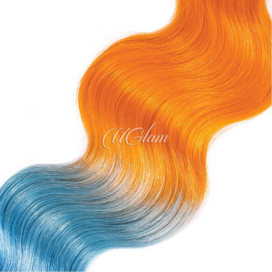 Ombre Hair Ombre Bright Orange And Azure Blue Color Body Wave