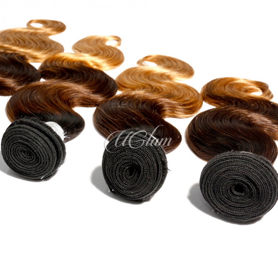 T1B/4/30 Ombre Virgin Body Wave Human Hair Bundles