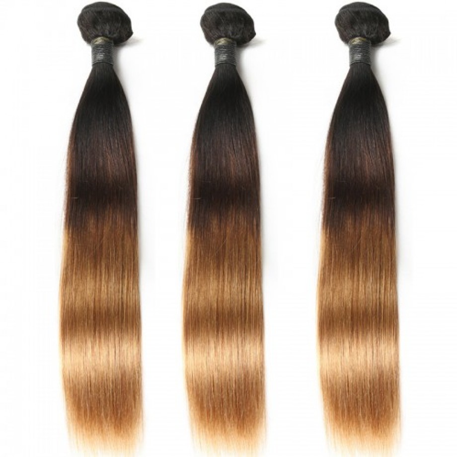 T1B/4/30 Ombre Virgin Straight Human Hair Bundles